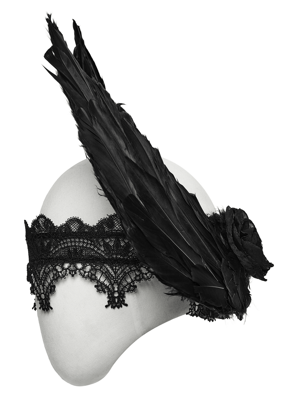 Gothic Black Angel Feather Wing Lace Headband
