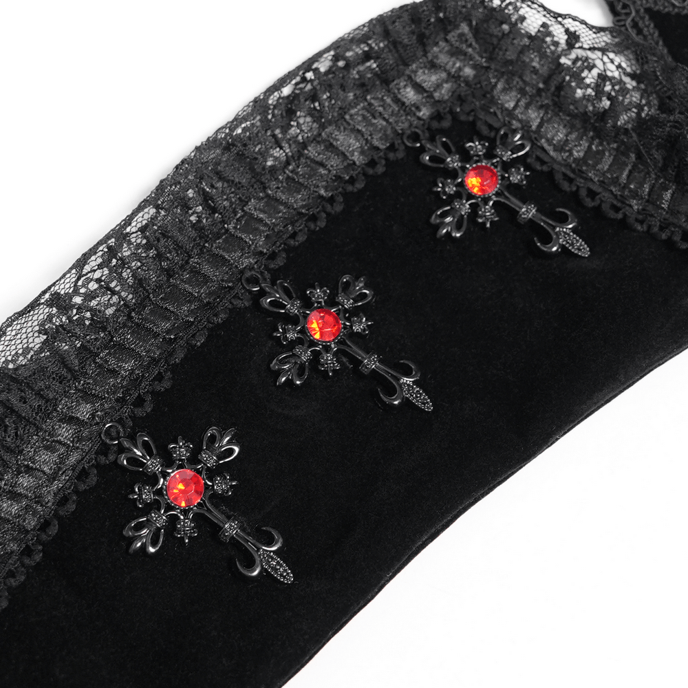Gothic Black Brocade Tailcoat Waistcoat with Lace Details