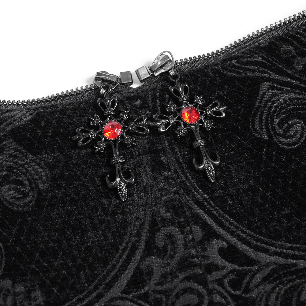 Gothic Black Brocade Tailcoat Waistcoat with Lace Details