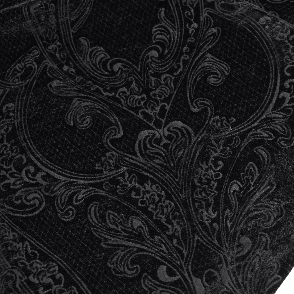 Gothic Black Brocade Tailcoat Waistcoat with Lace Details