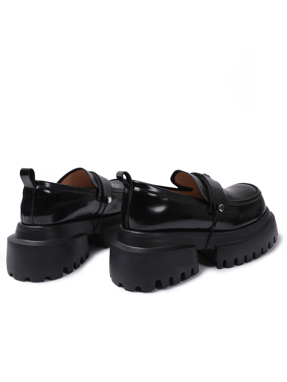 Gothic Black Chunky Platform Loafers with Eye Detail