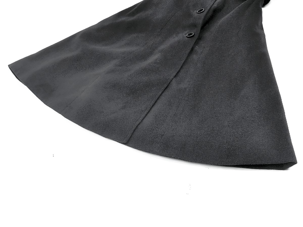 Gothic Black Coat with Lace Collar and Bow Detail
