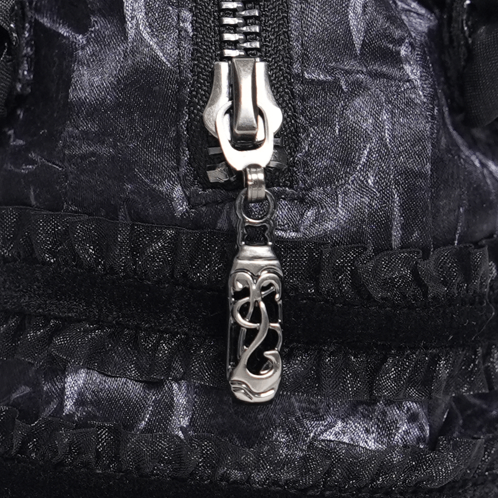 Gothic Black Lace Handbag with Cross and Rose Details