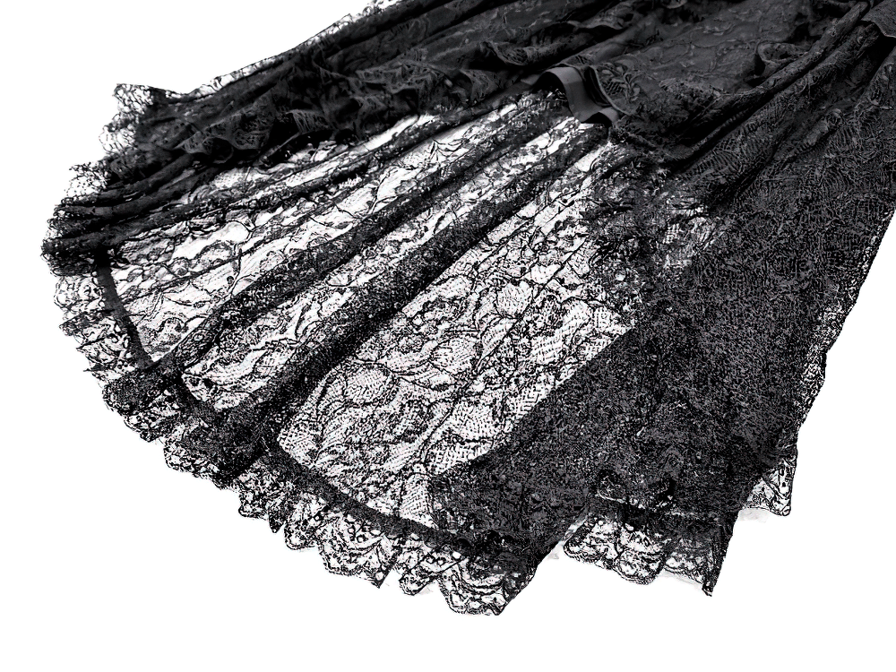Gothic Black Lace High Low Dress with Corset Bodice