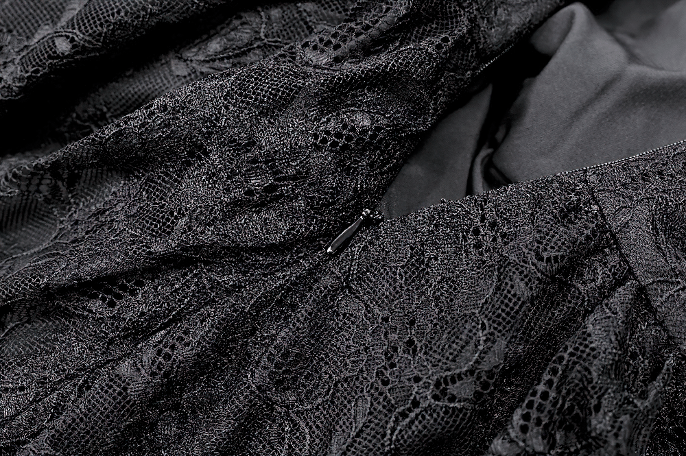 Gothic Black Lace High Low Dress with Corset Bodice