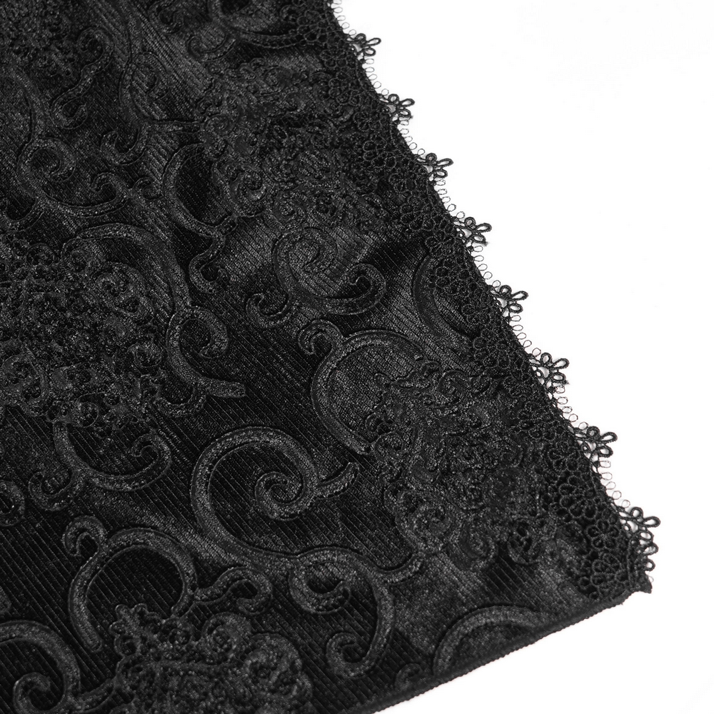 Gothic Black Lace Off-Shoulder Dress with Ruffles and Beads