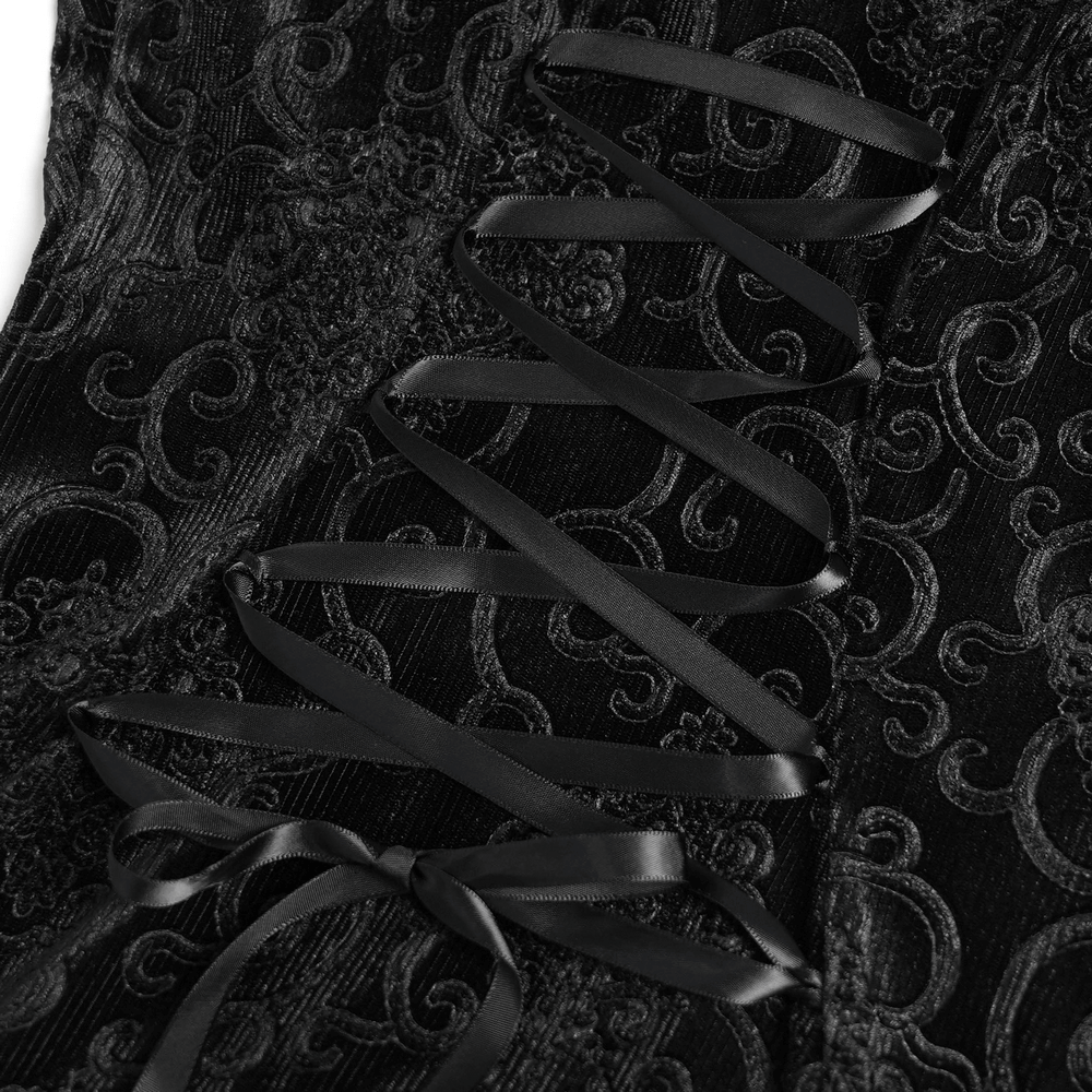 Gothic Black Lace Off-Shoulder Dress with Ruffles and Beads