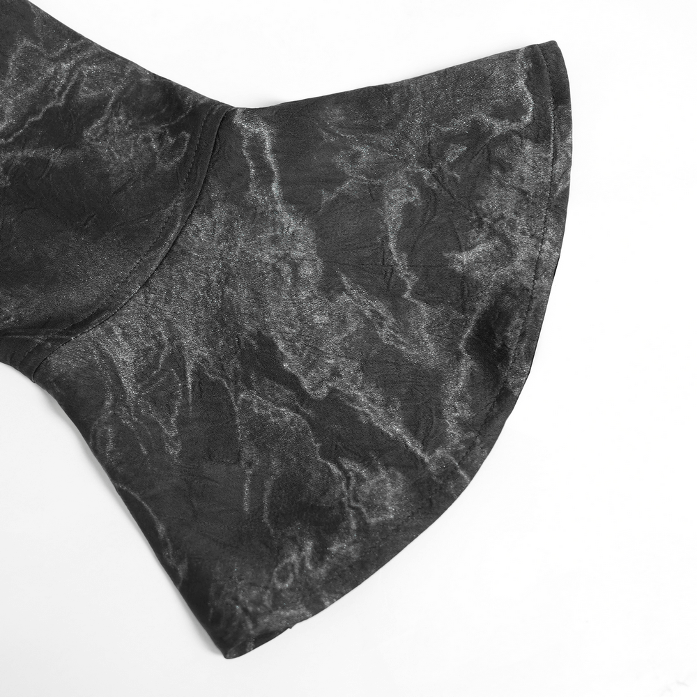 Gothic Black Lace-Up Shirt with Cut-Out Sleeves