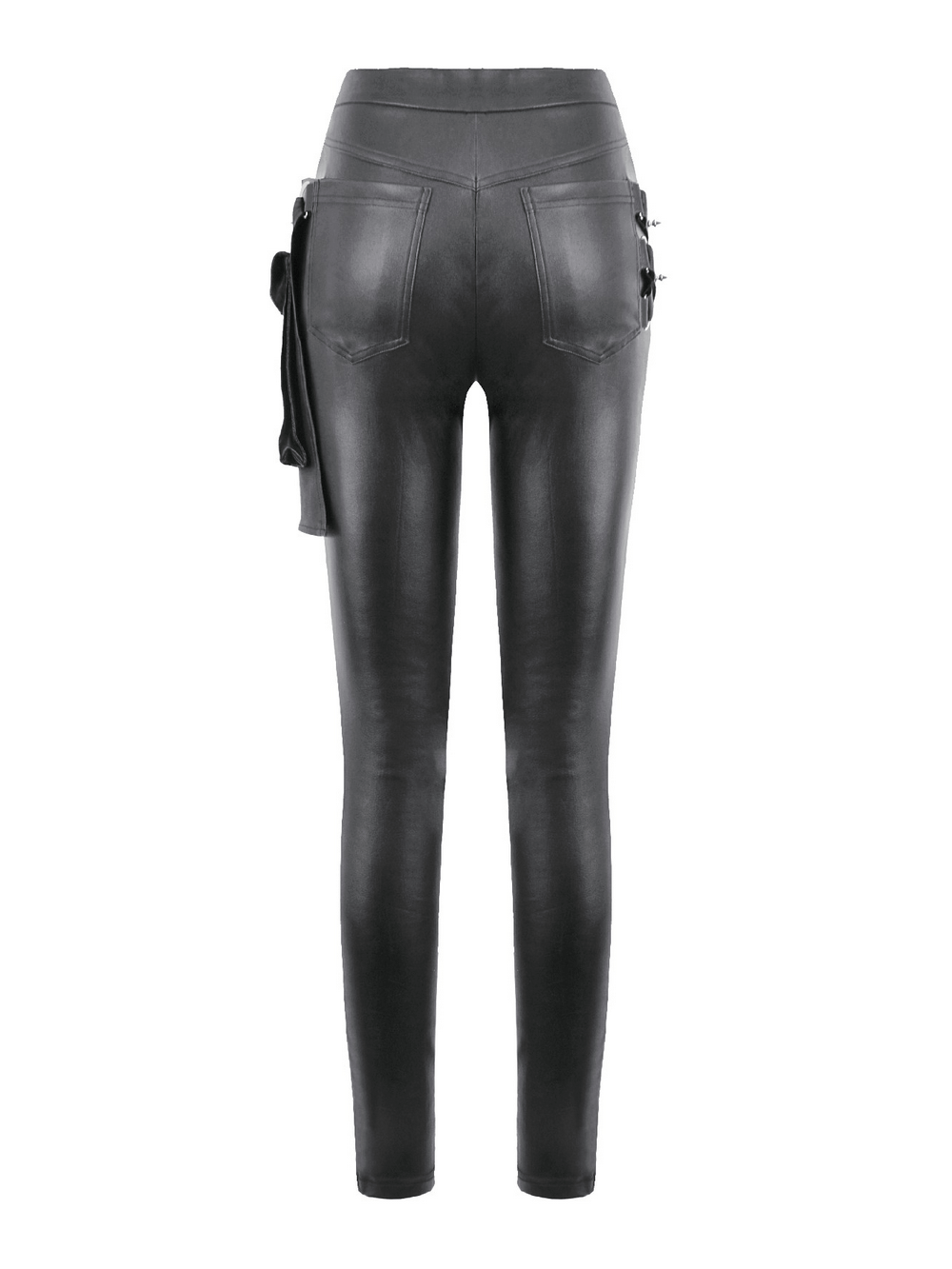 Gothic Black Pants with Buckle Detail and Side Pocket