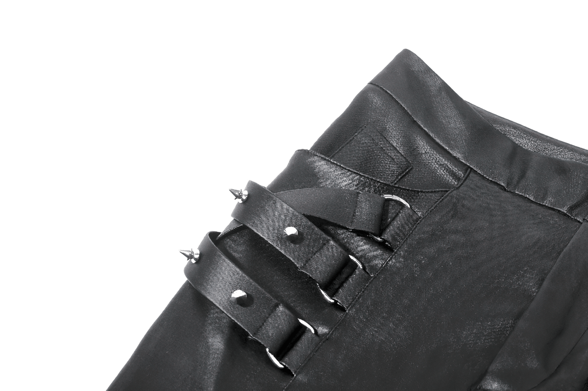 Gothic Black Pants with Buckle Detail and Side Pocket