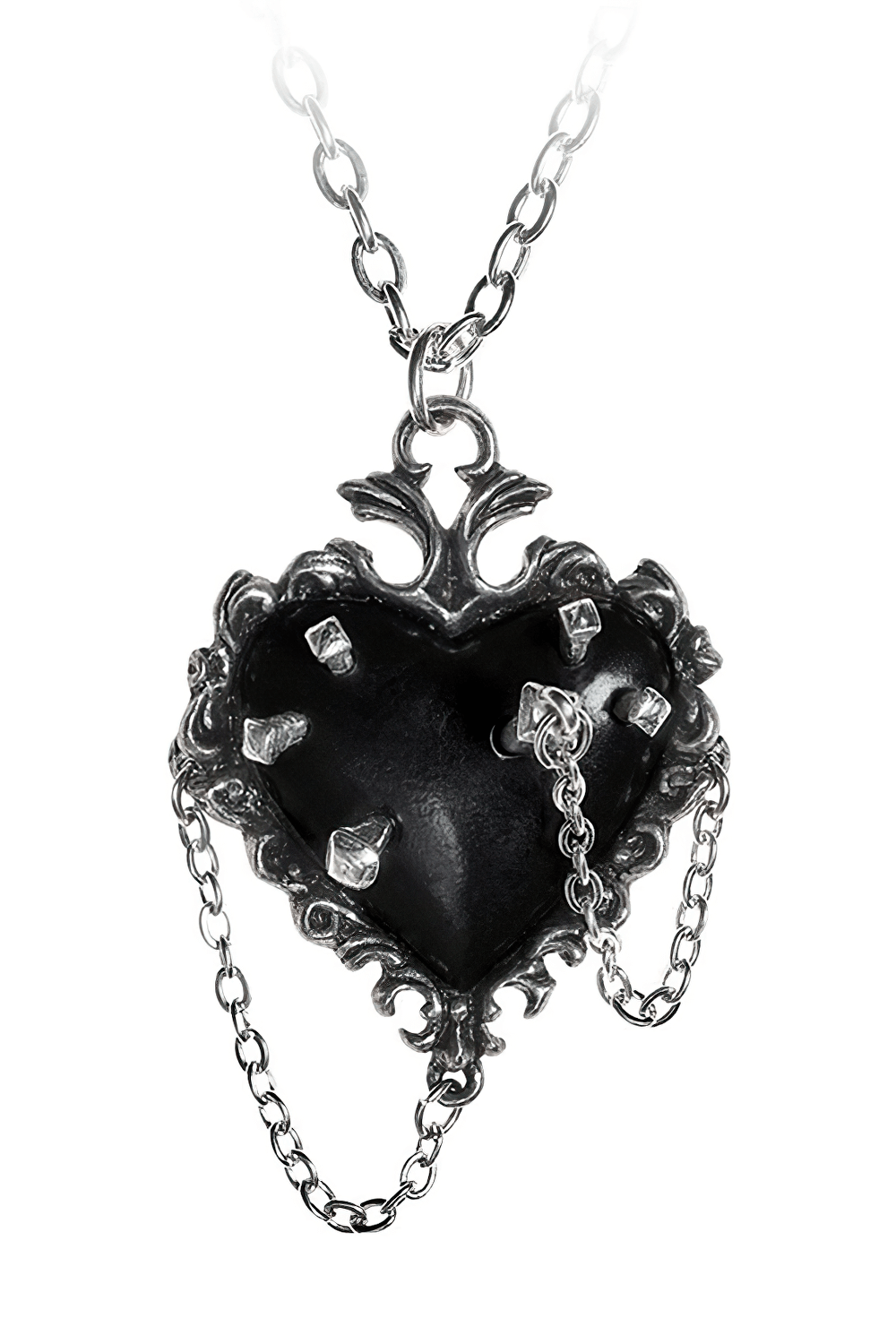 Gothic Black Pewter Voodoo Witches Heart Pendant