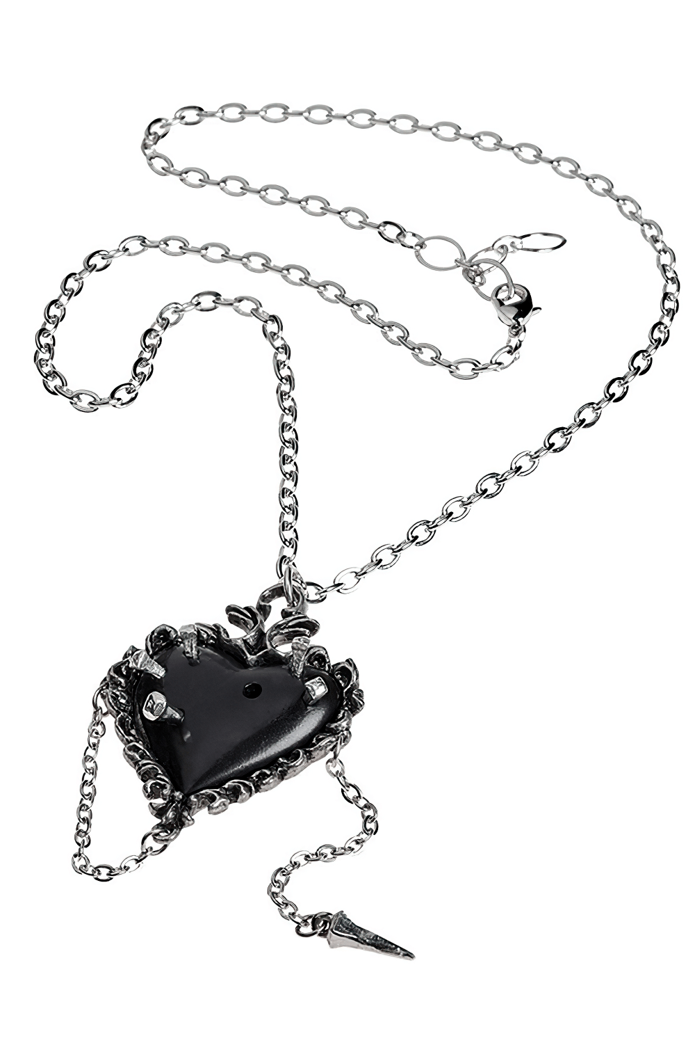Gothic Black Pewter Voodoo Witches Heart Pendant