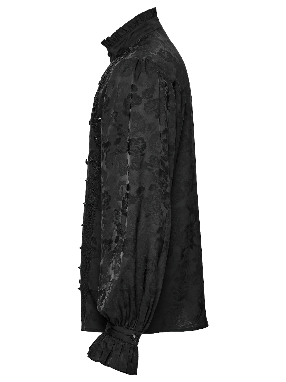 Gothic Black Ruffled Collar Embroidered Long Sleeve Shirt