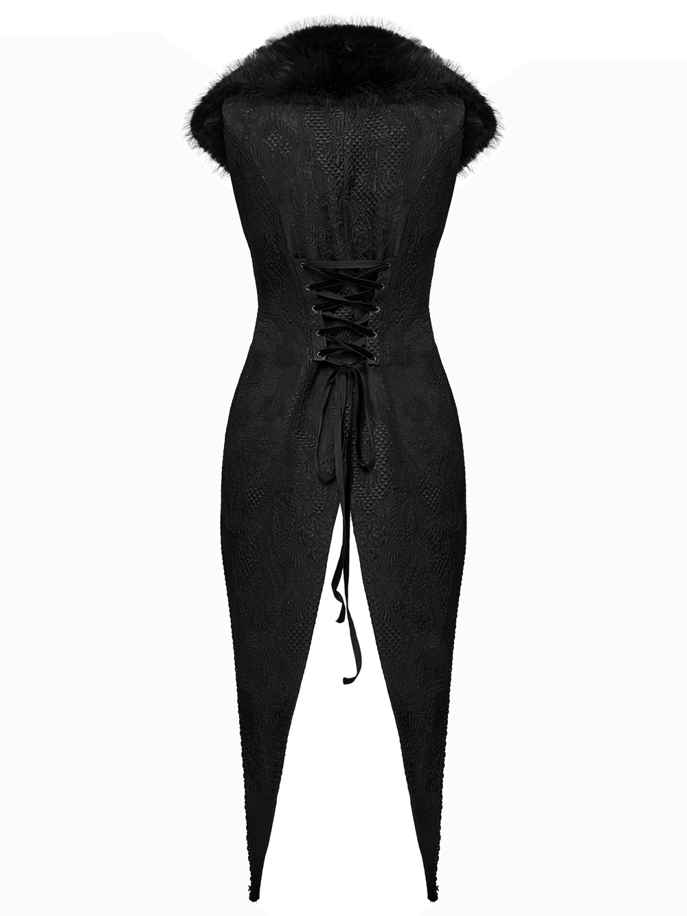 Gothic Black Swallowtail Waistcoat with Plush Lapel