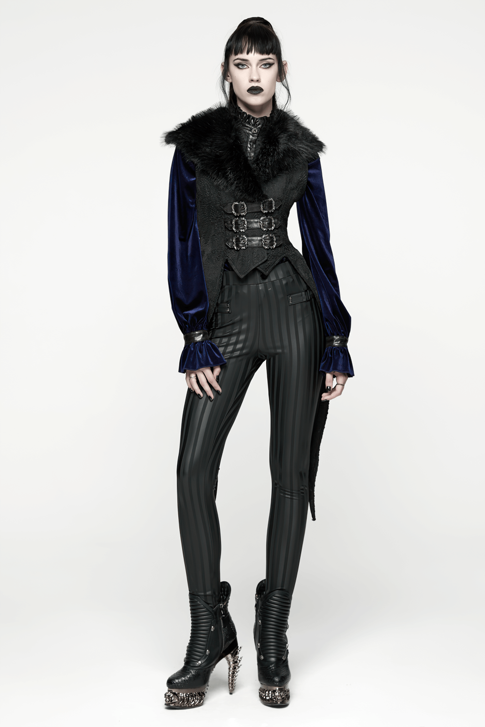 Gothic Black Swallowtail Waistcoat with Plush Lapel