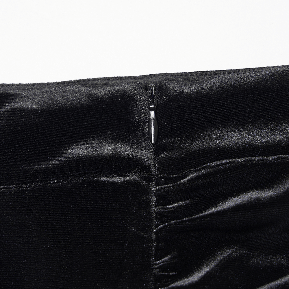 Gothic Black Velvet and Lace Tiered Ruffle Skirt