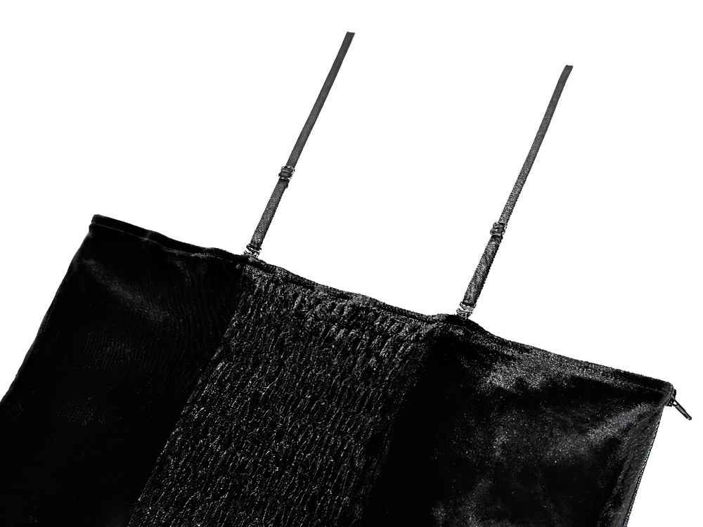 Gothic Black Velvet Lace Corset Camisole with Ruffles