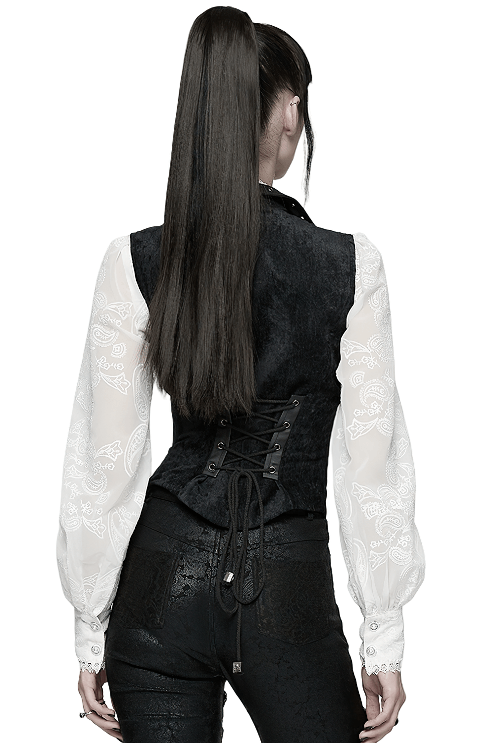 Gothic Black Velvet Punk Vest with Buckle Straps