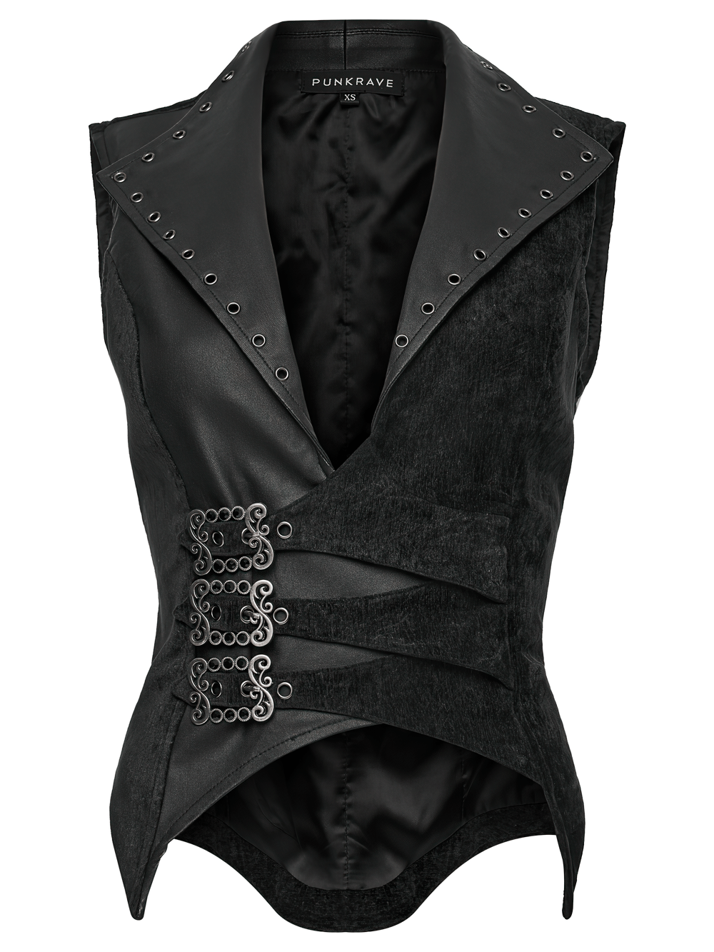Gothic Black Velvet Punk Vest with Buckle Straps