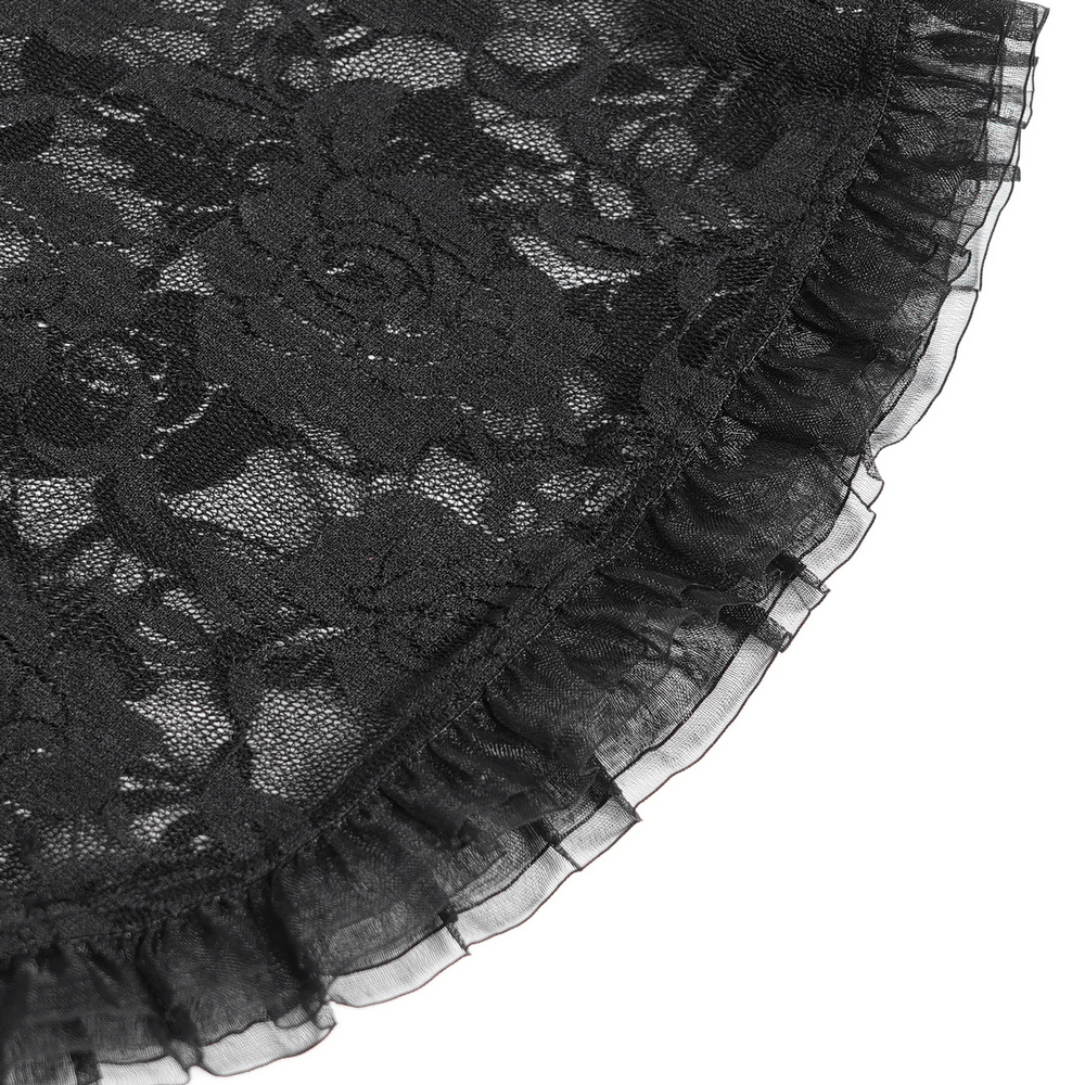 Gothic Black Velvet Top with Lace Bell Sleeves