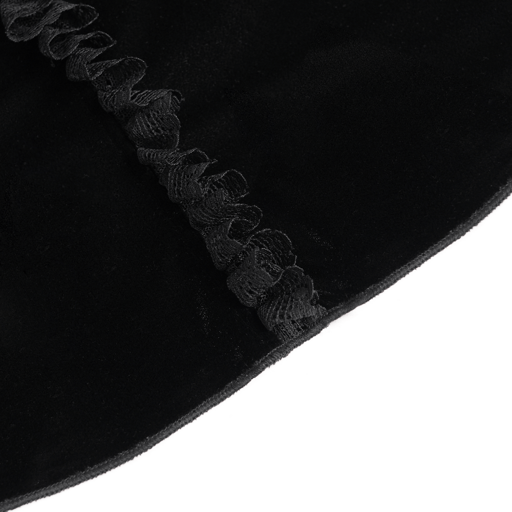 Gothic Black Velvet Top with Lace Bell Sleeves