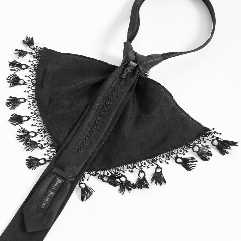 Gothic Brocade Neck Tie with Daggers and Tassel Trim