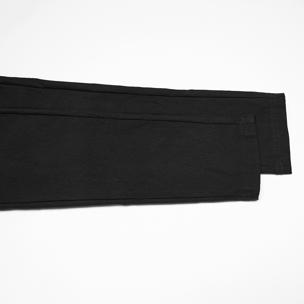 Gothic Buckle Waist Skinny Jacquard Denim Pants