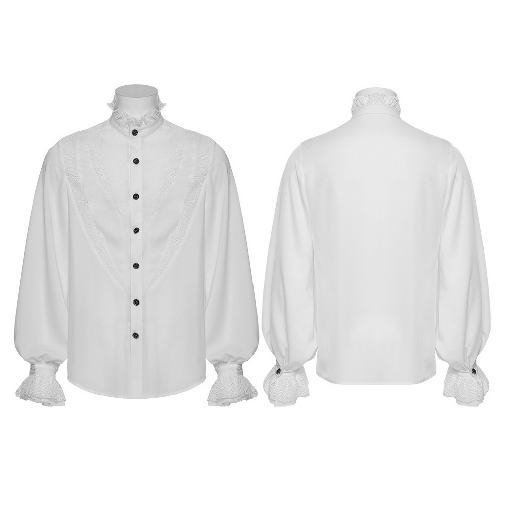 Gothic Chiffon Shirt with Lace and Sharp Teeth Design