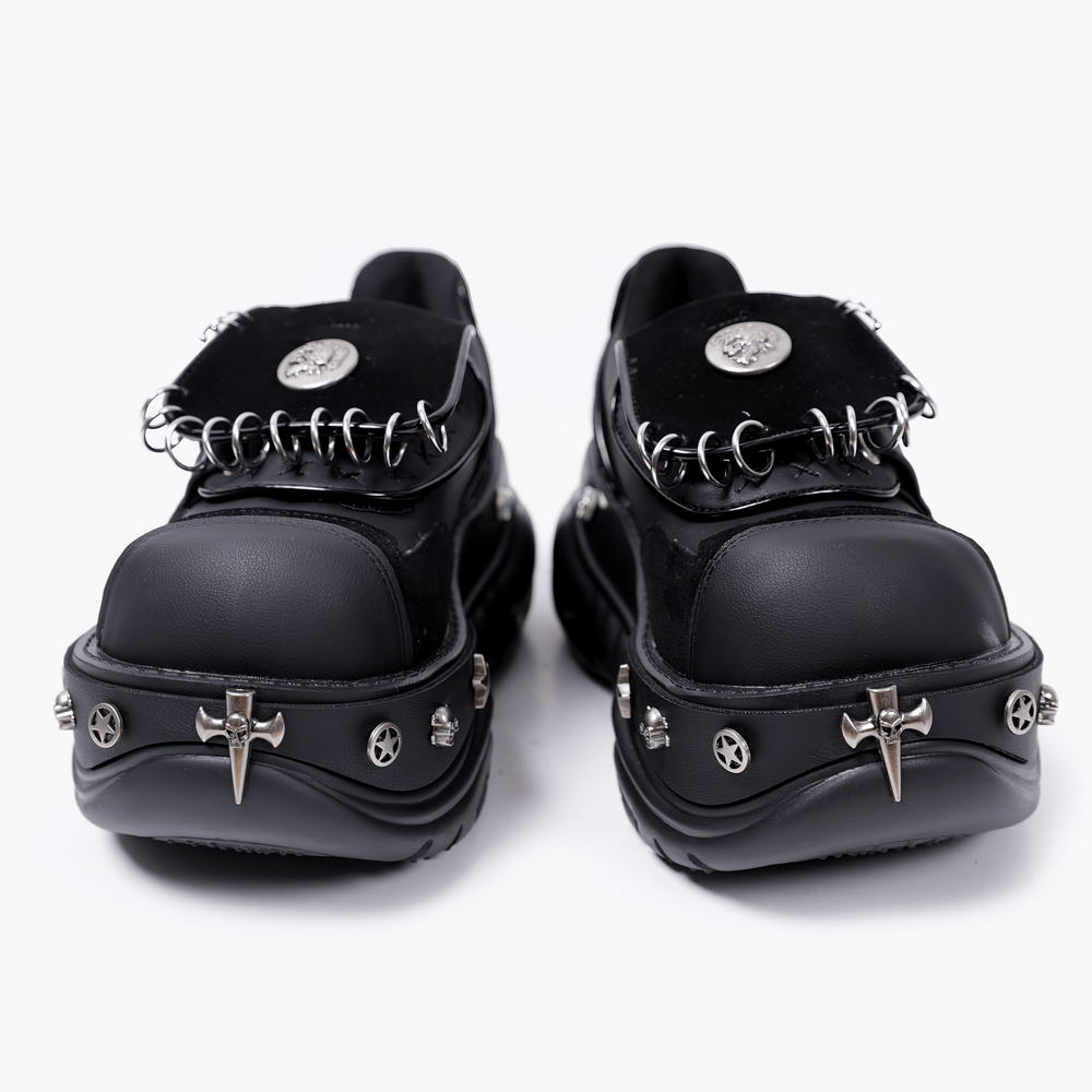 Gothic Chunky Platform Sneakers With Ring Details