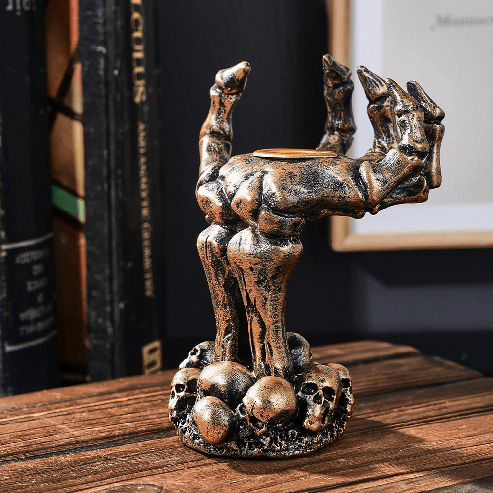 Gothic Claw Hand Skull Tealight Candle Holder