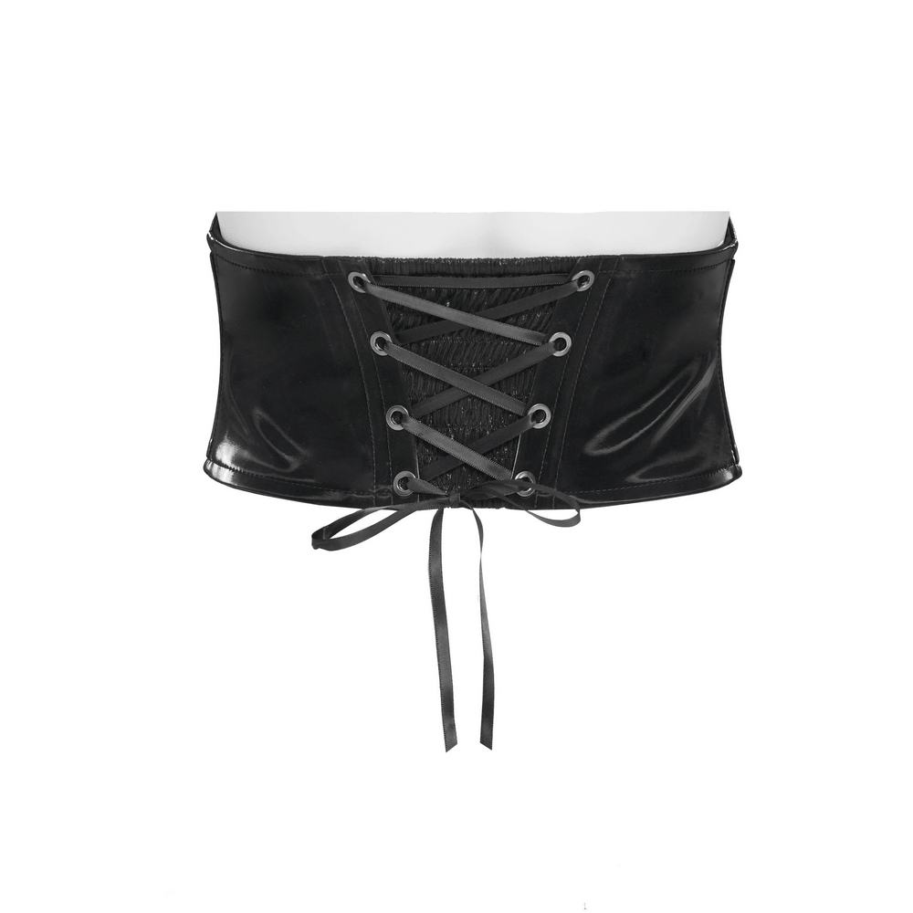 Gothic Corset Belt with Metal Cross Stud Details Trim