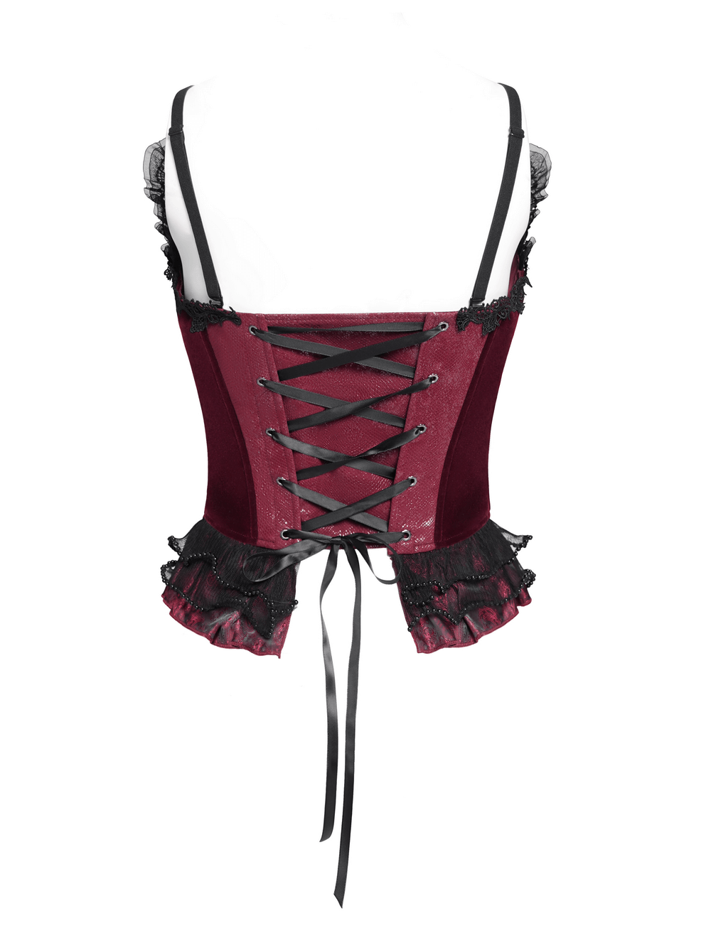 Gothic Corset with Lace Trim and Satin Ribbon Lacing