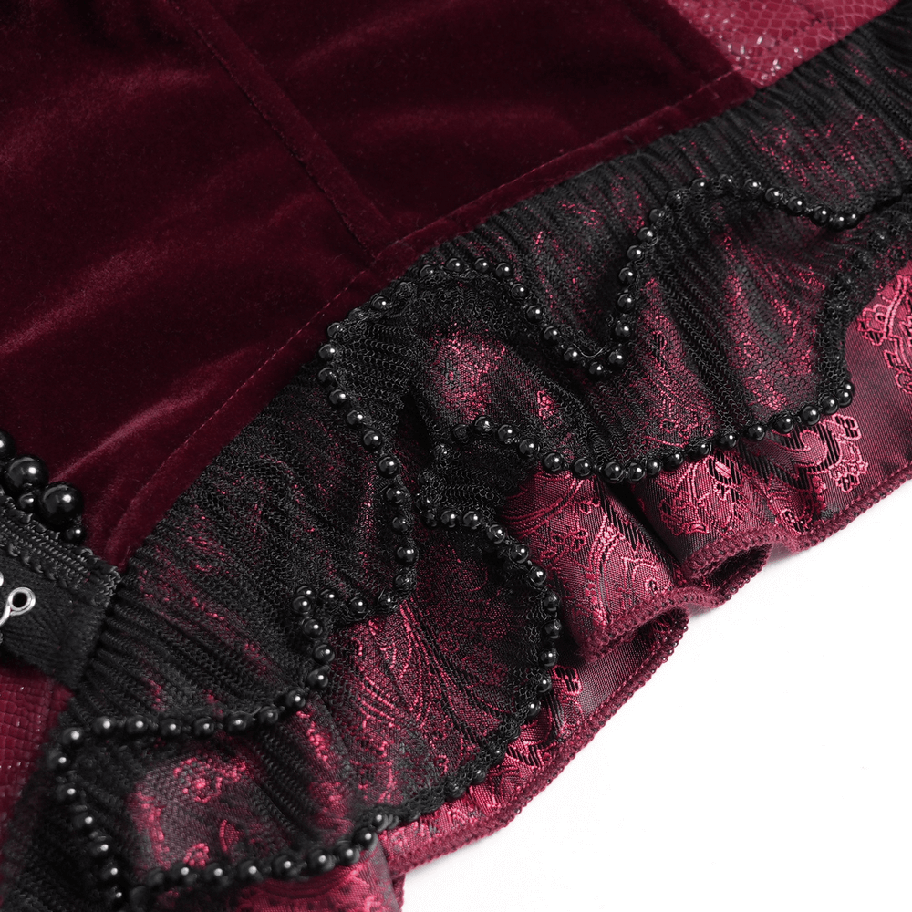 Gothic Corset with Lace Trim and Satin Ribbon Lacing
