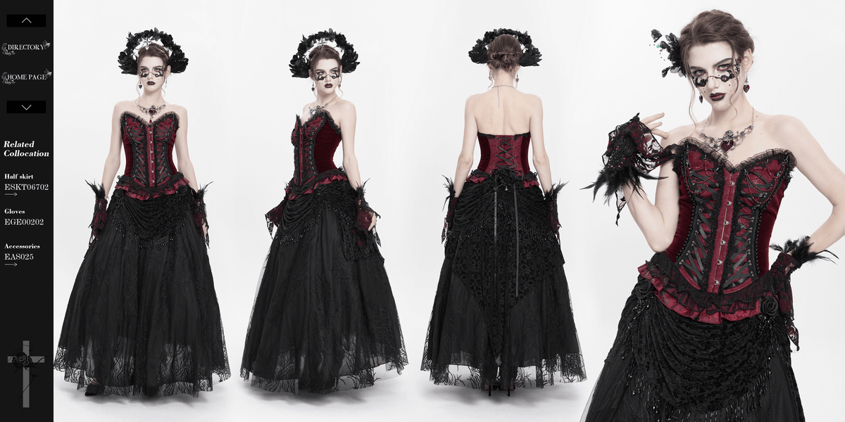 Gothic Corset with Lace Trim and Satin Ribbon Lacing