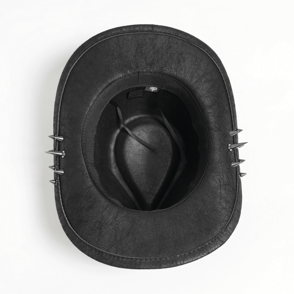 Gothic Cowboy Hat with Metal Bullets and Skull Design