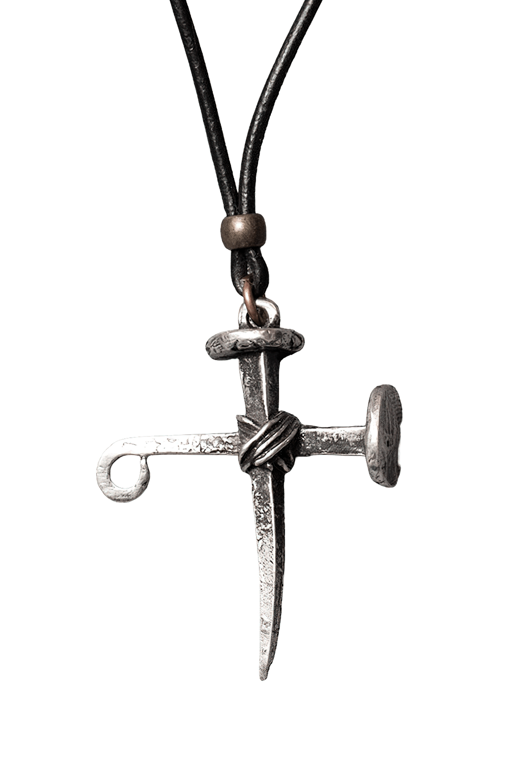 Gothic Cross of Nails Pewter Amulet Necklace Pendant