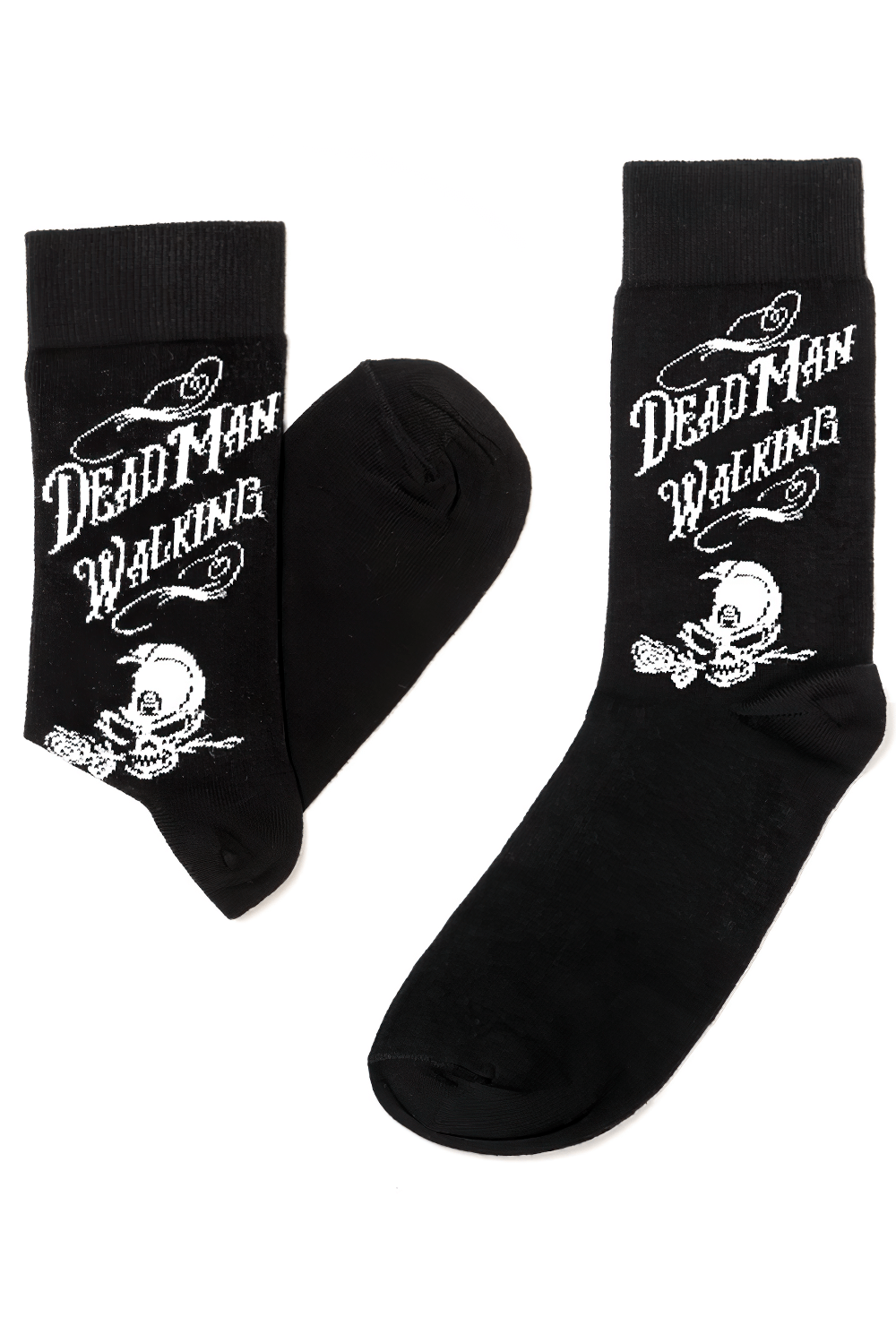 Gothic Dead Man Walking Socks with Skull and Rose