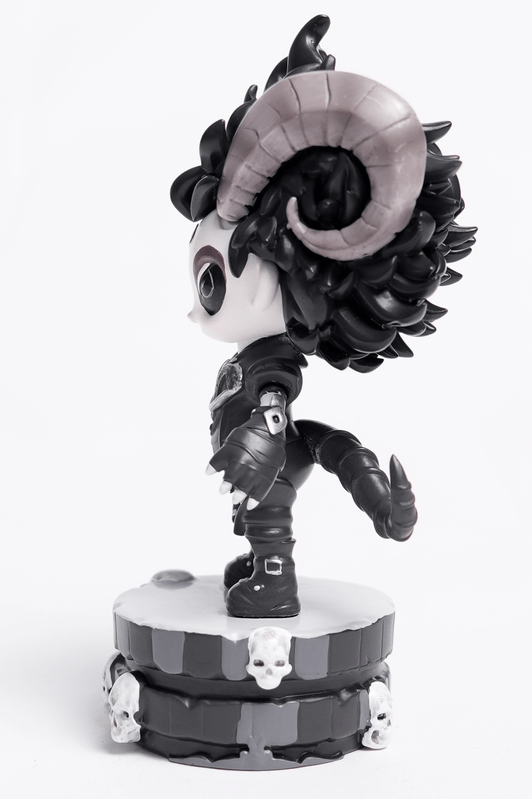 Gothic Demon Figure with Horns and Skull Base