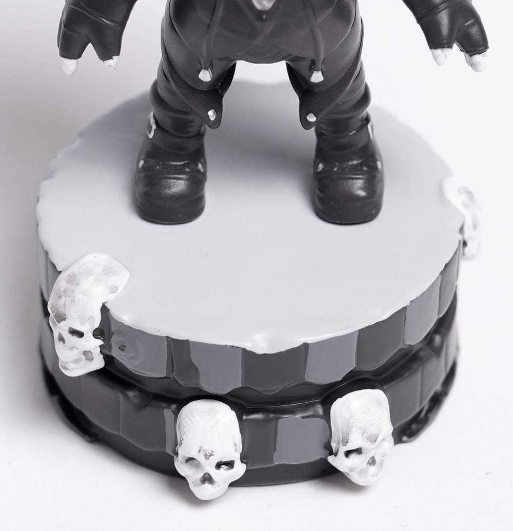 Gothic Demon Figure with Horns and Skull Base