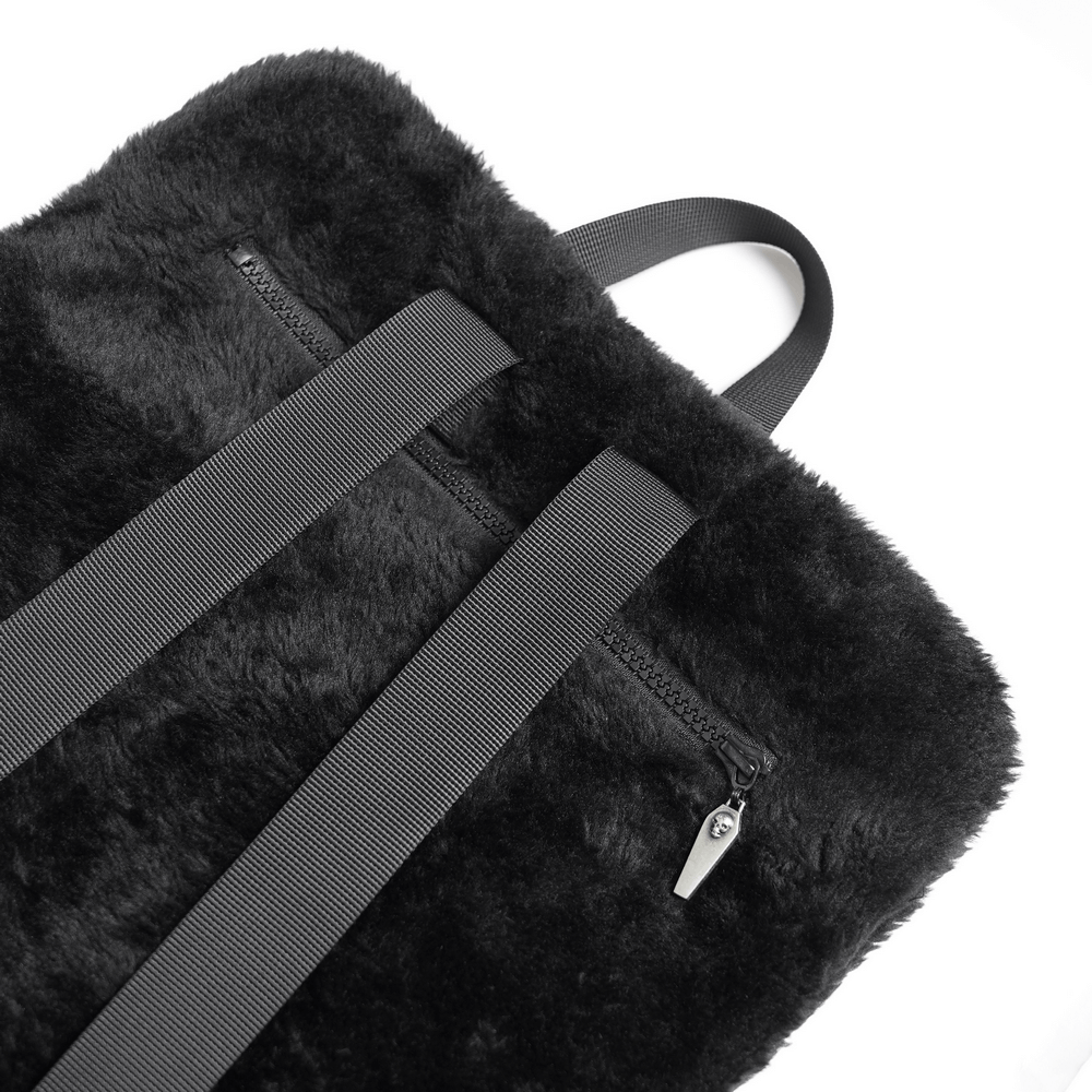 Gothic Demon Skull Backpack with Chains and Fur Trim