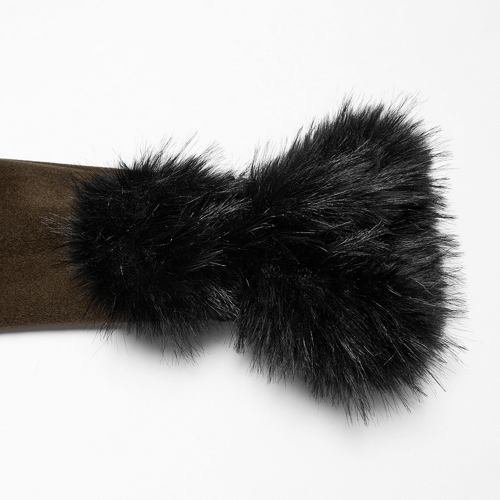 Gothic Detachable Two-Piece Woolen Coat with Fur Collar