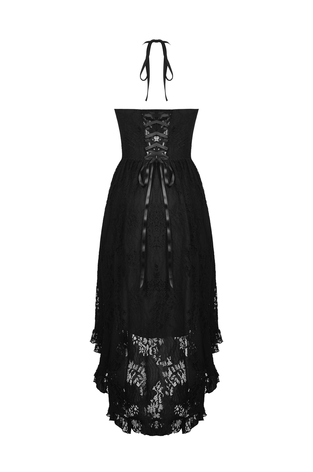 Gothic Dovetail Lace Dress with Ruffle Detailing
