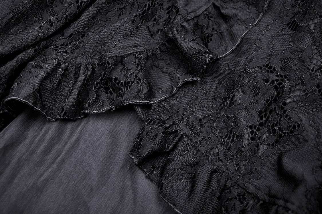 Gothic Dovetail Lace Dress with Ruffle Detailing
