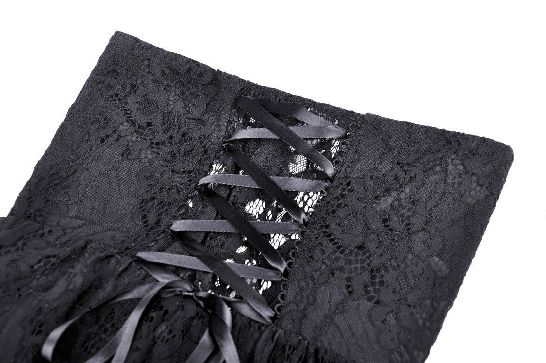 Gothic Dovetail Lace Dress with Ruffle Detailing