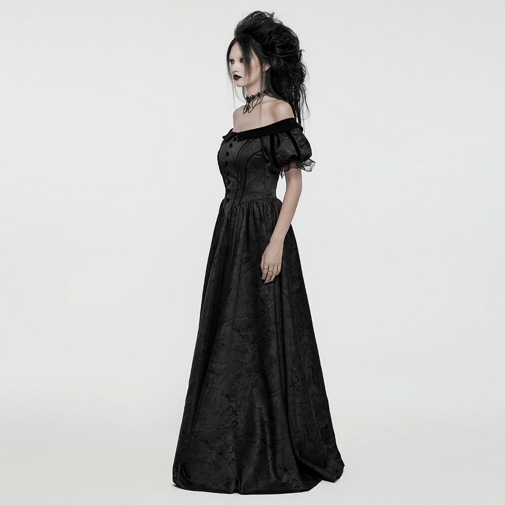 Gothic Elegant Ball Gown Off-Shoulder Jacquard Dress