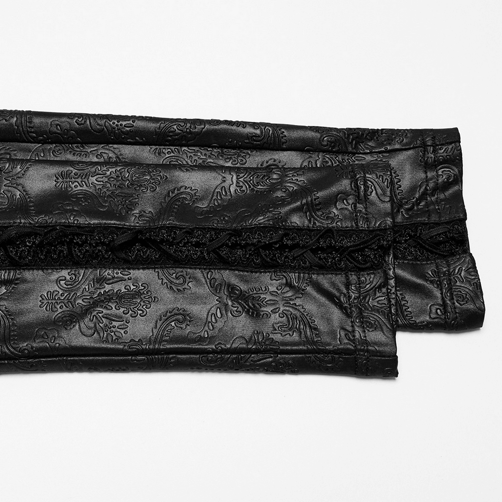 Gothic Embossed Hollow Out Leggings with Drawstrings