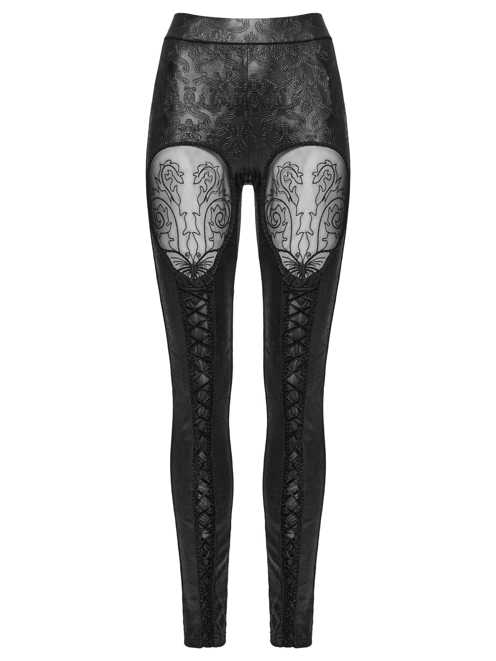 Gothic Embossed Hollow Out Leggings with Drawstrings