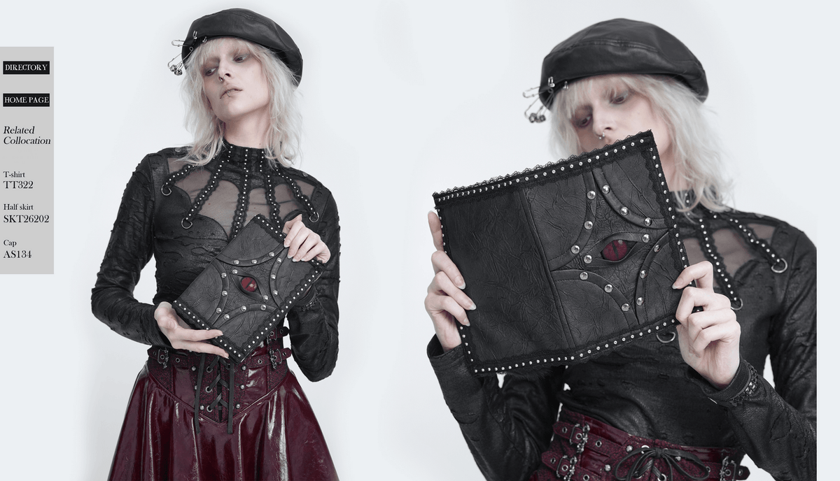 Gothic Evil Eye Notebook Cover with Studded Black Lace Trim
