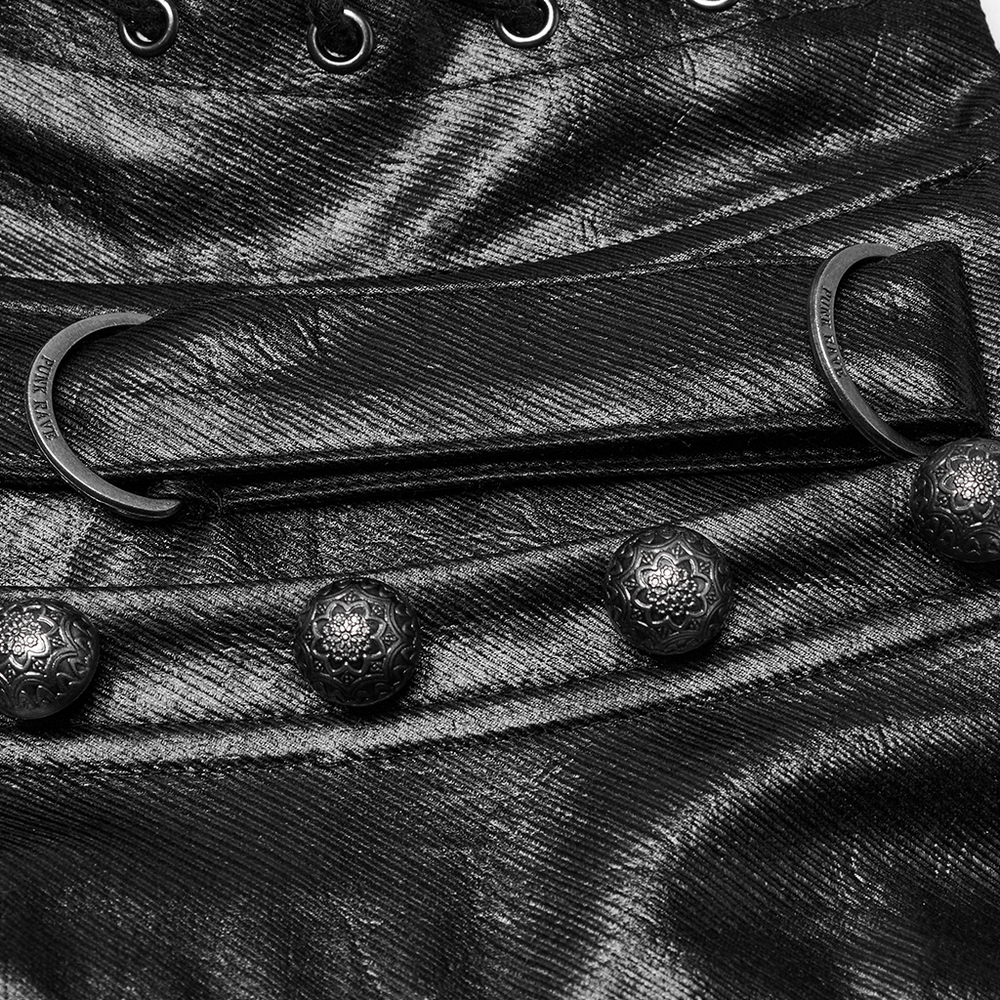 Gothic Faux Leather Corset with Straps and Metal Accents