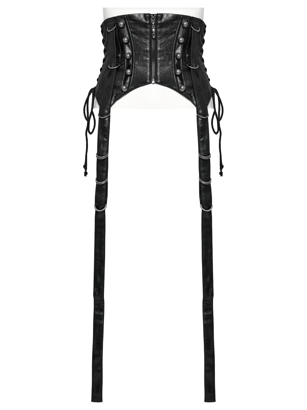 Gothic Faux Leather Corset with Straps and Metal Accents